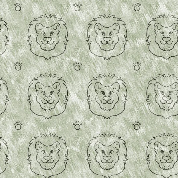 Cute Safari Lion Wild Animal Pattern Babies Room Decor Seamless — Fotografia de Stock