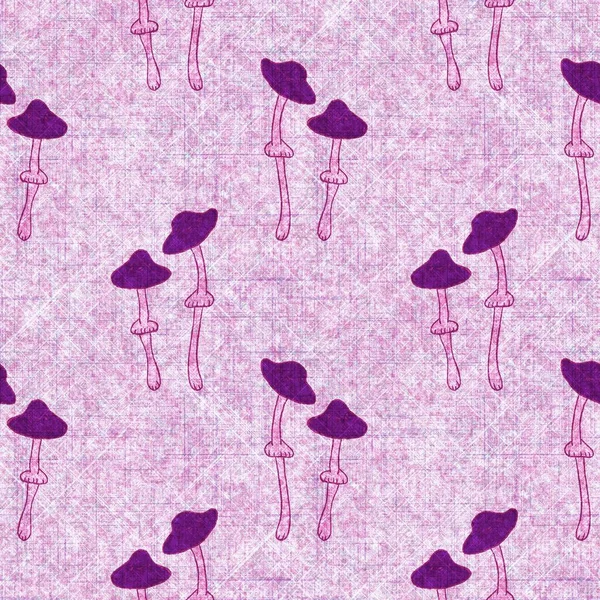 Mantar pembesi kumaş dokusu deseni. Kusursuz örülmüş orman mantarı dekoru desenli tuval sonbaharı. 