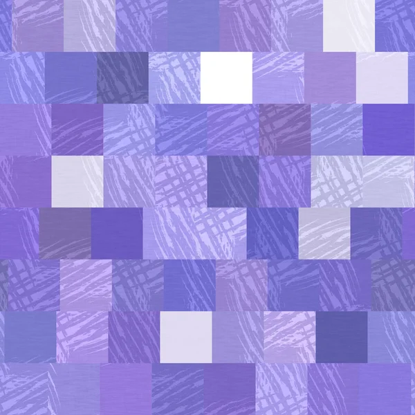 Random patchwork purple mosaic pixel grid seamless pattern. Modern geometric square shape tile trend texture. Color of the year 2022 gridded background. High quality jpg raster tile