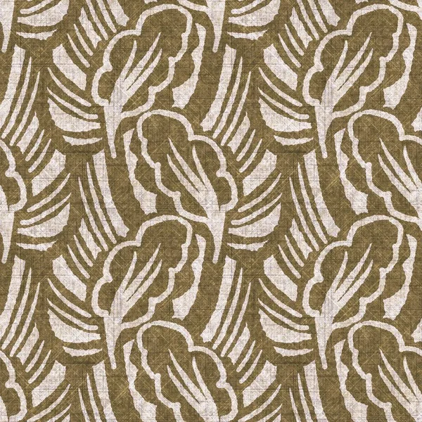 Sepia neutral botanical leaf seamless linen style pattern. Organic natural tone on tone foliage design for throw pillow, soft furnishing. Modern beige brown neutral home decor textile swatch