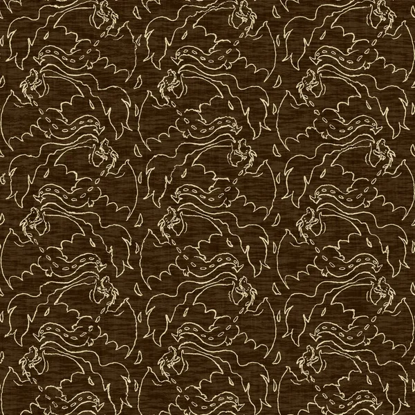 Dragon Linen Effect Texture Seamless Pattern Woven Mythical Beast Fantasy — стоковое фото