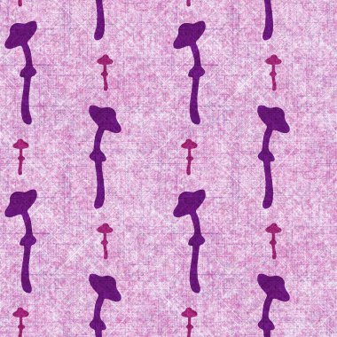 Mantar pembesi kumaş dokusu deseni. Kusursuz örülmüş orman mantarı dekoru desenli tuval sonbaharı. 