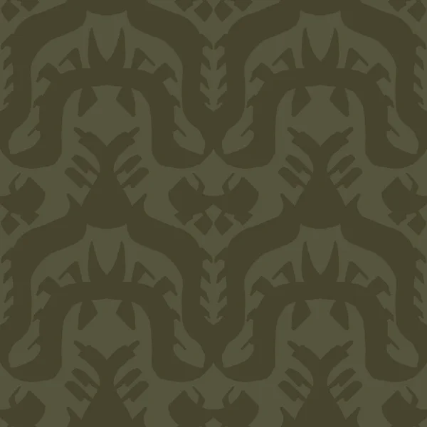 Vintage moss green geometric seamless pattern. Two tone jungle camouflage for military wallpaper and khaki all over print