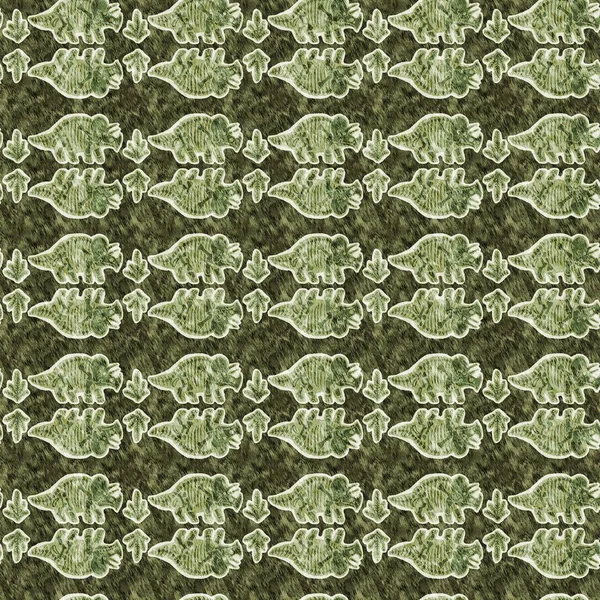 Green Triceratops Dinosaur Fossil Bones Seamless Pattern Gender Neutral Jurassic — Foto de Stock