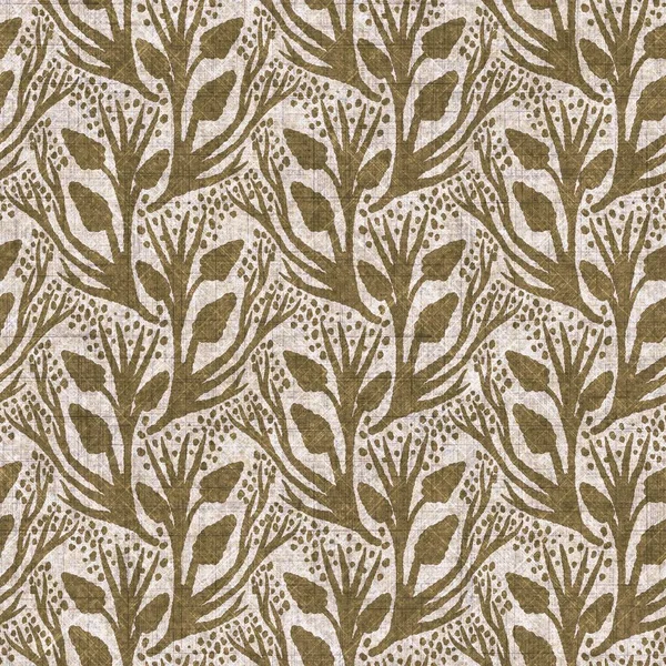 Sepia neutral botanical leaf seamless linen style pattern. Organic natural tone on tone foliage design for throw pillow, soft furnishing. Modern beige brown neutral home decor textile swatch