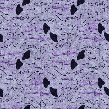 Mantarsız el yapımı keten desenli. Organik mantarlar, yastık fırlatmak için doğal ton tasarımı, yumuşak mobilyalar. Modern mor ormanlık ev dekorasyonu