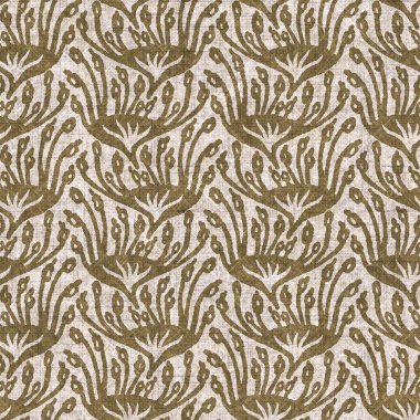 Sepia nötr botanik yaprak dikişsiz keten deseni. Yastık fırlatmak ve mobilya yapmak için organik doğal ton yeşilliği tasarımı. Modern bej kahverengi nötr ev dekorasyonu tekstil kumaşı