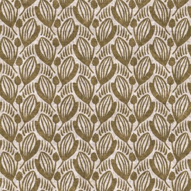 Sepia nötr botanik yaprak dikişsiz keten deseni. Yastık fırlatmak ve mobilya yapmak için organik doğal ton yeşilliği tasarımı. Modern bej kahverengi nötr ev dekorasyonu tekstil kumaşı