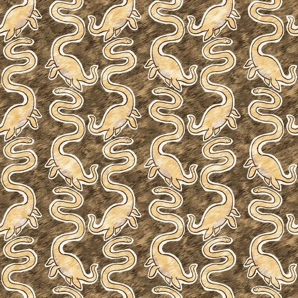 Kahverengi el plesiosaur dinazorunu kusursuz şekilde çizmiş. Bebek yuvası için cinsiyet Nötr Jurasik fosil silueti. Müze, nesli tükenme ve tekstil tasarımı için cinsiyet ayrımı yapılmamış ev dekorasyonu