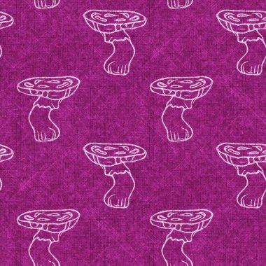 Mantar pembesi kumaş dokusu deseni. Kusursuz örülmüş orman mantarı dekoru desenli tuval sonbaharı. 