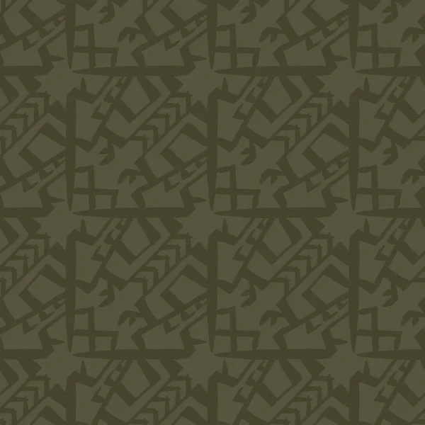 Vintage moss green geometric seamless pattern. Two tone jungle camouflage for military wallpaper and khaki all over print