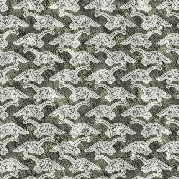 Green Plesiosaur Dinosaur Fossil Bones Seamless Pattern Gender Neutral Jurassic — Stock Photo, Image