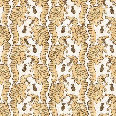 Kahverengi el, Spinosaurus dinazorların kusursuz desenlerini çizdi. Bebek yuvası için cinsiyet Nötr Jurasik fosil silueti. Müze, neslin tükenmesi ve tekstil tasarımı için ev dekorasyonu