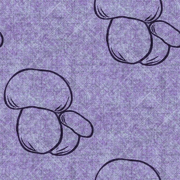 Гриб Бесшовный Ручной Рисунок Стиле Льна Органические Грибы Естественный Тон — стоковое фото