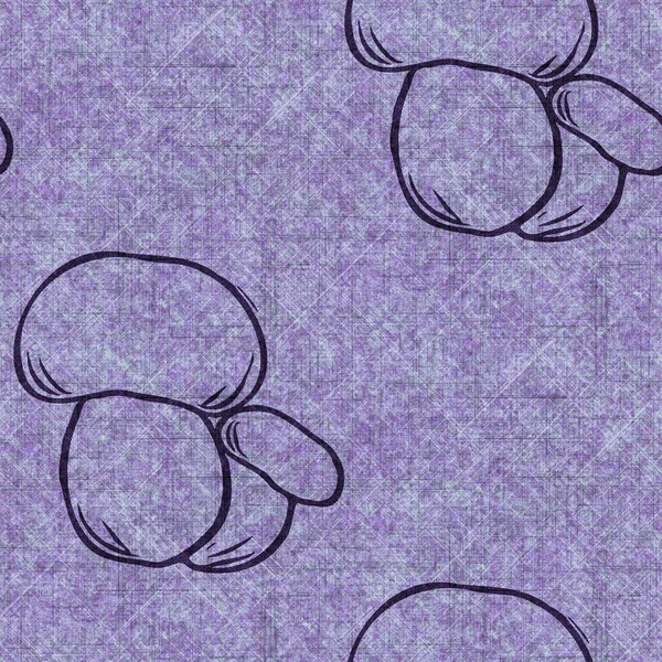 Mushroom Seamless Hand Drawn Linen Style Pattern Organic Fungi Natural — Stock Photo, Image