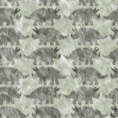 Yeşil el triceratops dinozor deseni çizdi. Bebek yuvası için cinsiyet Nötr Jurasik fosil silueti. Müze, nesli tükenme ve tekstil tasarımı için cinsiyet ayrımı yapılmamış ev dekorasyonu