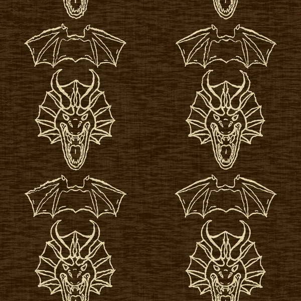 Dragon Linen Effect Texture Seamless Pattern Woven Mythical Beast Fantasy — Zdjęcie stockowe