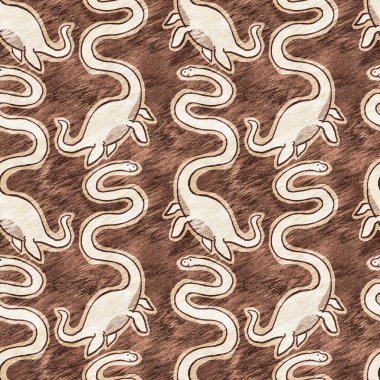 Kahverengi el plesiosaur dinazorunu kusursuz şekilde çizmiş. Bebek yuvası için cinsiyet Nötr Jurasik fosil silueti. Müze, nesli tükenme ve tekstil tasarımı için cinsiyet ayrımı yapılmamış ev dekorasyonu 