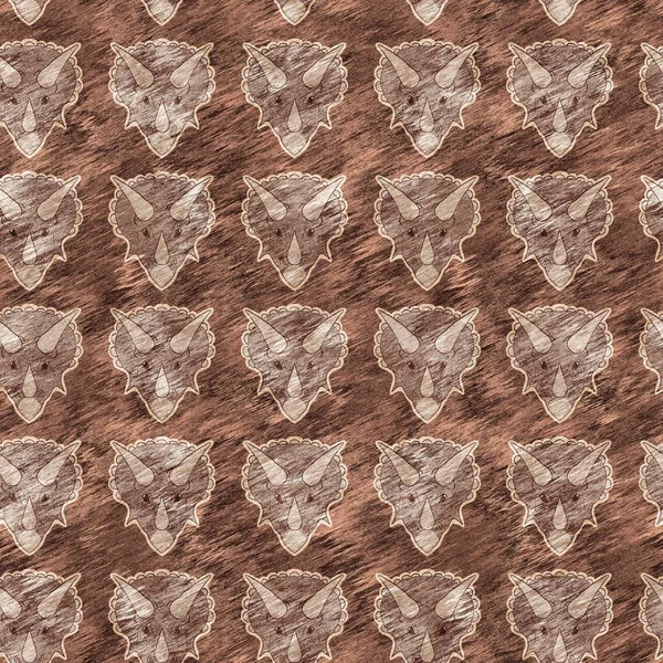 Hand Drawn Triceratops Dinosaur Seamless Pattern Gender Neutral Jurassic Fossil — Stock Photo, Image