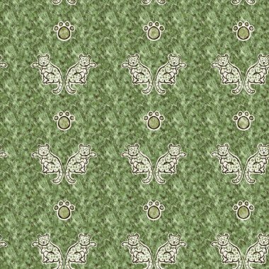 Bebek odası dekorasyonu için şirin safari leoparı vahşi hayvan deseni. Kusursuz kürksüz yeşil desenli cinsiyet nötr iz tasarımı