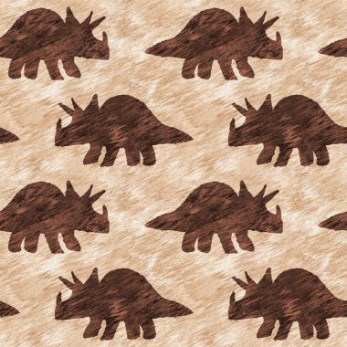 El çizimi Triceratops dinozor pürüzsüz desen. Bebek yuvası için cinsiyet Nötr Jurasik fosil silueti. Müze, excintion ve tekstil tasarımı için cinsiyet ayrımı yapılmamış ev dekorasyonu