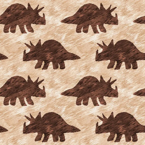 Hand drawn triceratops dinosaur seamless pattern. Gender Neutral Jurassic fossil silhouette for baby nursery. Gender neutral home decor for museum, excintion and textile design