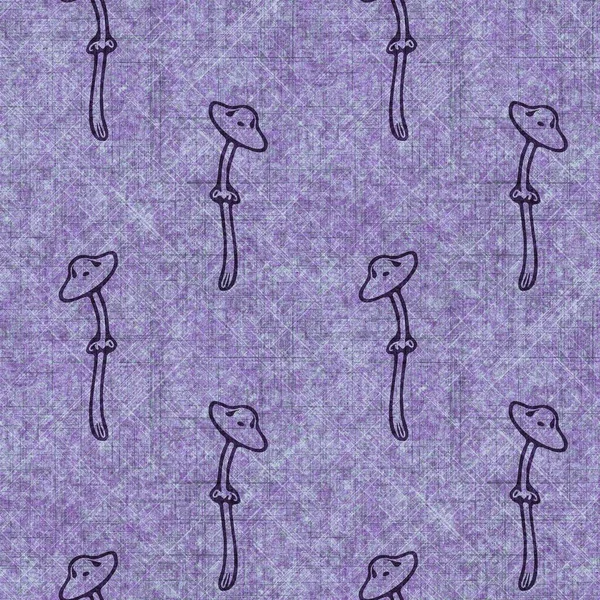 Mushroom Seamless Hand Drawn Linen Style Pattern Organic Fungi Natural — Stock Photo, Image