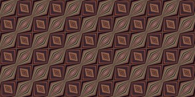 Topraksı renkler 60 'ların gerisinde geometrik, pürüzsüz sınır deseni, kahverengi tonda. Modern vintage jeo dokuma kumaş kenar süslemesi. Klasik kurdele pankartı