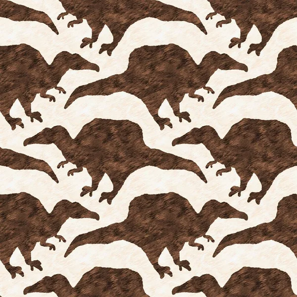 Brown Hand Drawn Spinosaurus Dinosaur Seamless Pattern Gender Neutral Jurassic — Stock Photo, Image