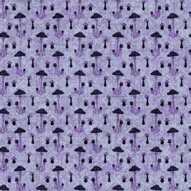 Mantarsız el yapımı keten desenli. Organik mantarlar, yastık fırlatmak için doğal ton tasarımı, yumuşak mobilyalar. Modern mor ormanlık ev dekorasyonu