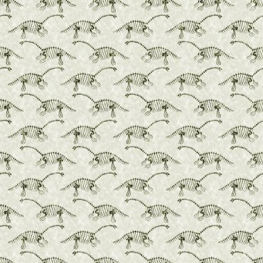 Elle çizilmiş iskelet fosili plesiosaur dinazorun kusursuz deseni. Cinsiyet Tarafsız Jurasik siluet. Müze, excintion ve tekstil tasarımı için ev dekorasyonu