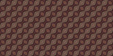 Topraksı renkler 60 'ların gerisinde geometrik, pürüzsüz sınır deseni, kahverengi tonda. Modern vintage jeo dokuma kumaş kenar süslemesi. Klasik kurdele pankartı