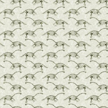 Yeşil plesiosaur dinozor fosil kemikleri dikişsiz desen. Bebek odası için cinsiyet olarak Tarafsız Jurasik siluet. Müze, nesli tükenme ve tekstil tasarımı için cinsiyet ayrımı yapılmamış ev dekorasyonu 