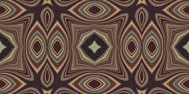 Topraksı renkler 60 'ların gerisinde geometrik, pürüzsüz sınır deseni, kahverengi tonda. Modern vintage jeo dokuma kumaş kenar süslemesi. Klasik kurdele pankartı