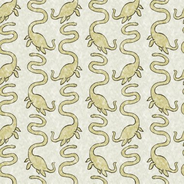 Yeşil el plesiosaur dinazorunu kusursuz şekilde çizdi. Bebek yuvası için cinsiyet Nötr Jurasik fosil silueti. Müze, nesli tükenme ve tekstil tasarımı için cinsiyet ayrımı yapılmamış ev dekorasyonu