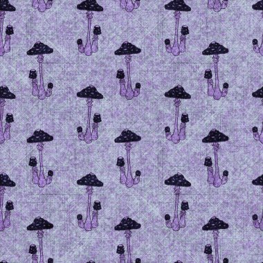 Mantarsız el yapımı keten desenli. Organik mantarlar, yastık fırlatmak için doğal ton tasarımı, yumuşak mobilyalar. Modern mor ormanlık ev dekorasyonu