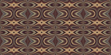 Topraksı renkler 60 'ların gerisinde geometrik, pürüzsüz sınır deseni, kahverengi tonda. Modern vintage jeo dokuma kumaş kenar süslemesi. Klasik kurdele pankartı