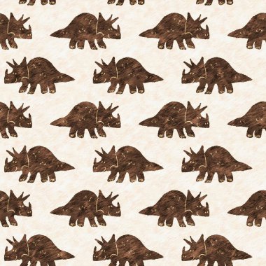 El çizimi Triceratops dinozor pürüzsüz desen. Bebek yuvası için cinsiyet Nötr Jurasik fosil silueti. Müze, nesli tükenme ve tekstil tasarımı için cinsiyet ayrımı yapılmamış ev dekorasyonu