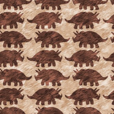 El çizimi Triceratops dinozor pürüzsüz desen. Bebek yuvası için cinsiyet Nötr Jurasik fosil silueti. Müze, excintion ve tekstil tasarımı için cinsiyet ayrımı yapılmamış ev dekorasyonu