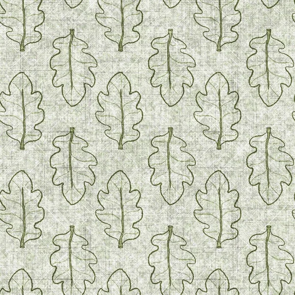 Botanical Foliage Seamless Hand Drawn Linen Style Pattern Organic Leaf — Stock Photo, Image