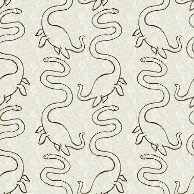 Yeşil el plesiosaur dinazorunu kusursuz şekilde çizdi. Bebek yuvası için cinsiyet Nötr Jurasik fosil silueti. Müze, nesli tükenme ve tekstil tasarımı için cinsiyet ayrımı yapılmamış ev dekorasyonu