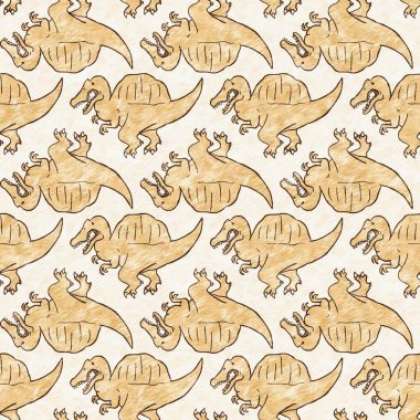 Kahverengi el, Spinosaurus dinazorların kusursuz desenlerini çizdi. Bebek yuvası için cinsiyet Nötr Jurasik fosil silueti. Müze, neslin tükenmesi ve tekstil tasarımı için ev dekorasyonu