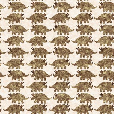 El çizimi Triceratops dinozor pürüzsüz desen. Cinsiyet Nötr Jurasik fosil silueti. Müze, excintion ve tekstil tasarımı için ev dekorasyonu