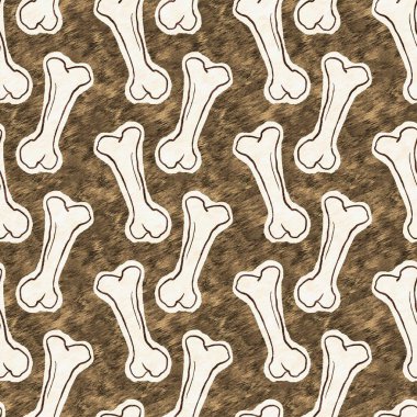 Kahverengi el, dinazor kemiğini pürüzsüz şekilde çizmiş. Bebek yuvası için cinsiyet Nötr Jurasik fosil silueti. Müze, neslin tükenmesi ve tekstil tasarımı için ev dekorasyonu