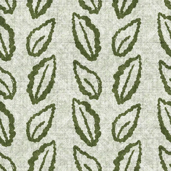 Botanical Foliage Seamless Hand Drawn Linen Style Pattern Organic Leaf — Stock Photo, Image