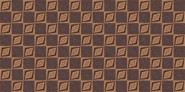 Topraksı renkler 60 'ların gerisinde geometrik, pürüzsüz sınır deseni, kahverengi tonda. Modern vintage jeo dokuma kumaş kenar süslemesi. Klasik kurdele pankartı