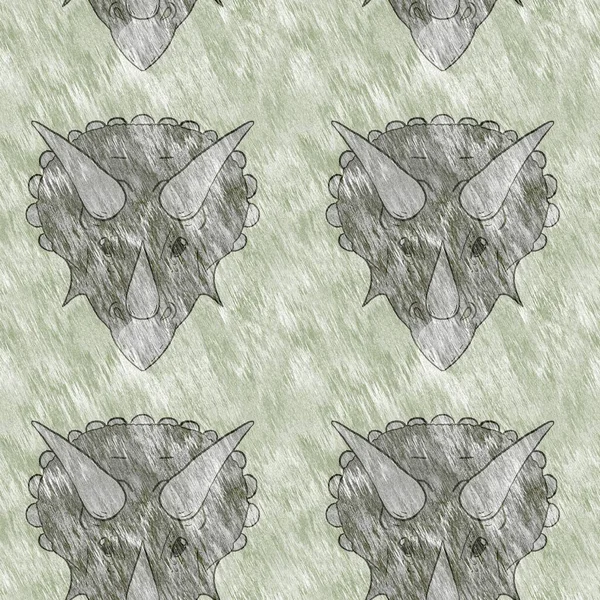 트리케라톱스의 솔기없는 패턴을 그렸습니다 종소명 쥬라기 화석은 양육용 실루엣이다 박물관 — 스톡 사진