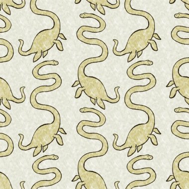 Yeşil el plesiosaur dinazorunu kusursuz şekilde çizdi. Bebek yuvası için cinsiyet Nötr Jurasik fosil silueti. Müze, nesli tükenme ve tekstil tasarımı için cinsiyet ayrımı yapılmamış ev dekorasyonu