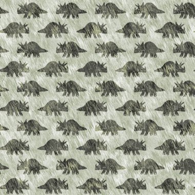 Yeşil el triceratops dinozor deseni çizdi. Bebek yuvası için cinsiyet Nötr Jurasik fosil silueti. Müze, nesli tükenme ve tekstil tasarımı için cinsiyet ayrımı yapılmamış ev dekorasyonu