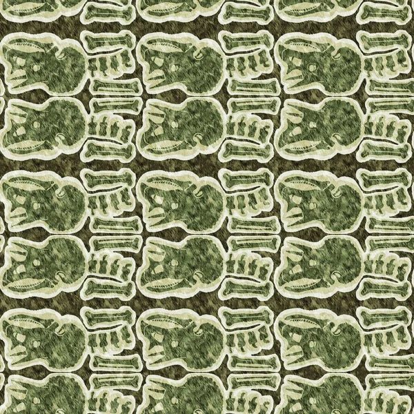 Green Triceratops Dinosaur Fossil Bones Seamless Pattern Gender Neutral Jurassic — Stock Photo, Image